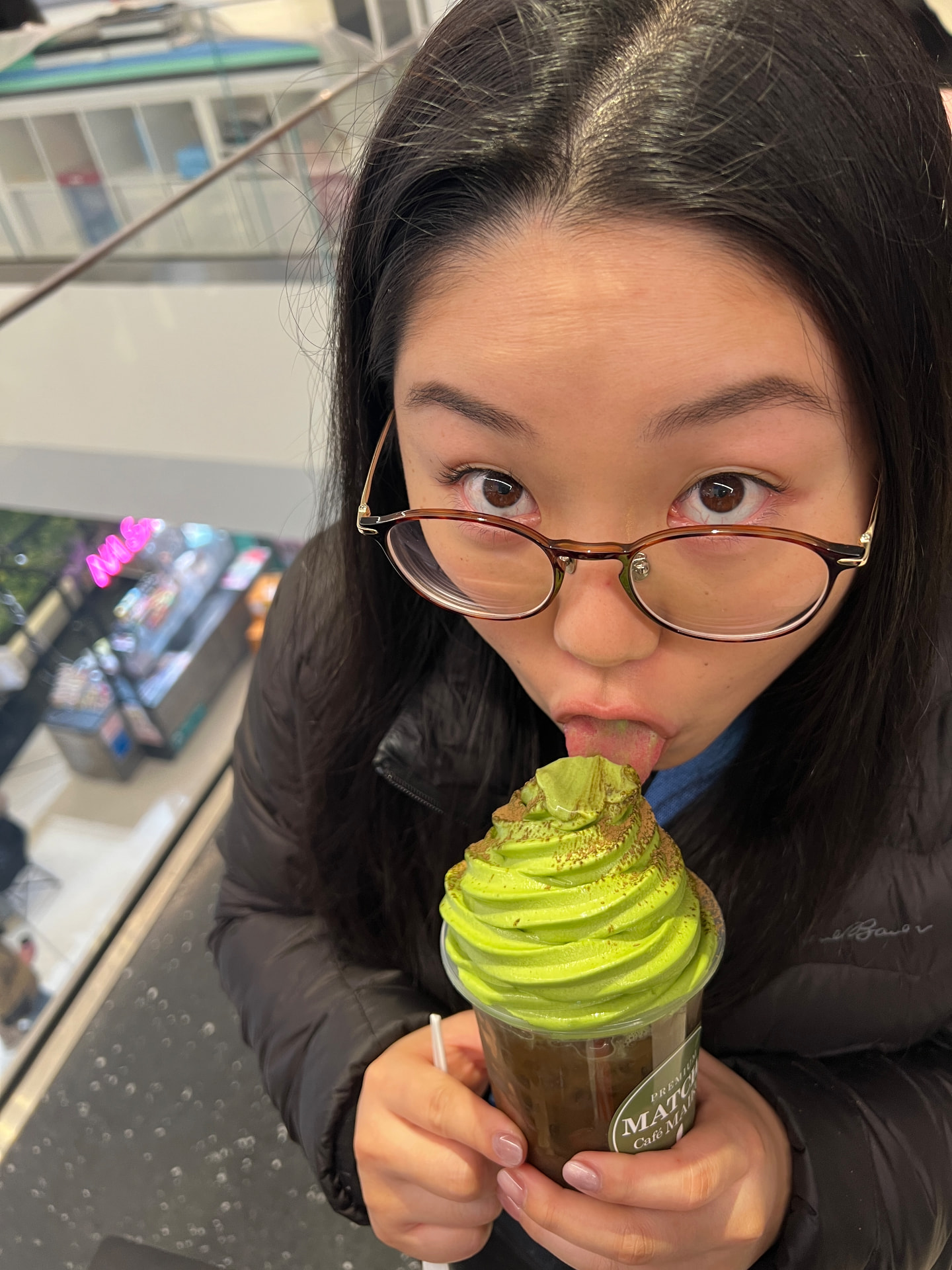 Matcha soft serve over sweet red beans
